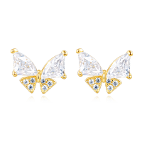 wholesale 925 Sterling Silver **butterfly Zircon Earrings In 18k Plated With Gold**-style