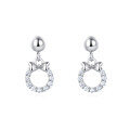 wholesale 925 Sterling Silver Elegant Silver Bow Earrings With Zircon Accents-0-1