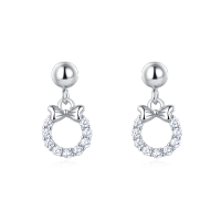 wholesale 925 Sterling Silver Elegant Silver Bow Earrings With Zircon Accents-style