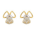 wholesale 925 Sterling Silver Charming Bunny Ear Zircon Plated With Gold Earrings-0-1