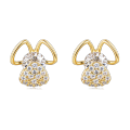 wholesale 925 Sterling Silver Charming Bunny Ear Zircon Plated With Gold Earrings-0-0