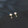 wholesale 925 Sterling Silver Celestial Elegance Plated With Gold-plated Star Drop Earrings-0-5
