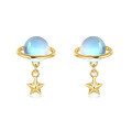 wholesale 925 Sterling Silver Celestial Elegance Plated With Gold-plated Star Drop Earrings-0-1