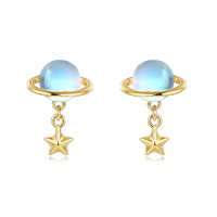 wholesale 925 Sterling Silver Celestial Elegance Plated With Gold-plated Star Drop Earrings-style