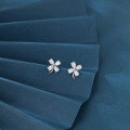 wholesale 925 Sterling Silver Four-leaf Clover Cubic Zirconia Stud Earrings In Sterling Silver-0-4