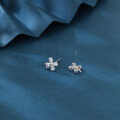 wholesale 925 Sterling Silver Four-leaf Clover Cubic Zirconia Stud Earrings In Sterling Silver-0-1