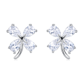 wholesale 925 Sterling Silver Four-leaf Clover Cubic Zirconia Stud Earrings In Sterling Silver-0-5