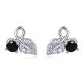 wholesale 925 Sterling Silver Elegant Infinity Symbol Earrings With Black Gemstone And Crystal Accents-0-1