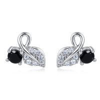 wholesale 925 Sterling Silver Elegant Infinity Symbol Earrings With Black Gemstone And Crystal Accents-style