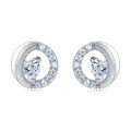 wholesale 925 Sterling Silver Elegant Silver Hoop Earrings With Crystal Accents-0-0