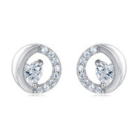 wholesale 925 Sterling Silver Elegant Silver Hoop Earrings With Crystal Accents-