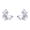 wholesale 925 Sterling Silver Starburst Zircon Earrings In Silver Setting-0-0