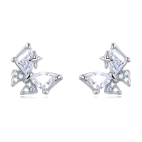 wholesale 925 Sterling Silver Starburst Zircon Earrings In Silver Setting-style