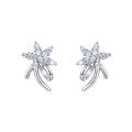 wholesale 925 Sterling Silver Elegant Silver Flower Stud Earrings With Zircon Accents-0-1