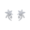 wholesale 925 Sterling Silver Elegant Silver Flower Stud Earrings With Zircon Accents-0-0