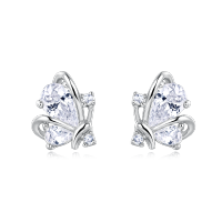 wholesale 925 Sterling Silver Sparkling Zircon Earrings: Symmetrical Design With Central Gemstones And Accent Stones-style