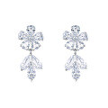 wholesale 925 Sterling Silver Elegant Zircon Floral Earrings With Cascading Teardrops-0-1