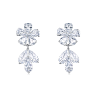 wholesale 925 Sterling Silver Elegant Zircon Floral Earrings With Cascading Teardrops-style
