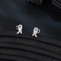 wholesale 925 Sterling Silver Elegant Zircon-accented Ribbon Stud Earrings-0-4