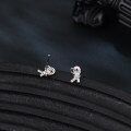 wholesale 925 Sterling Silver Elegant Zircon-accented Ribbon Stud Earrings-0-1
