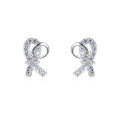 wholesale 925 Sterling Silver Elegant Zircon-accented Ribbon Stud Earrings-0-0