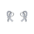 wholesale 925 Sterling Silver Elegant Zircon-accented Ribbon Stud Earrings-0-5