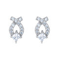 wholesale 925 Sterling Silver Elegant Zircon Earrings In Silver Setting With Symmetrical Halo Design-0-1