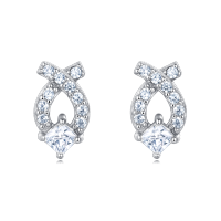 wholesale 925 Sterling Silver Elegant Zircon Earrings In Silver Setting With Symmetrical Halo Design-style