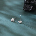 wholesale 925 Sterling Silver Elegant Heart-shaped Zircon Stud Earrings With Symmetrical Halo Setting-0-4