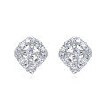 wholesale 925 Sterling Silver Elegant Heart-shaped Zircon Stud Earrings With Symmetrical Halo Setting-0-1