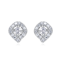 wholesale 925 Sterling Silver Elegant Heart-shaped Zircon Stud Earrings With Symmetrical Halo Setting-0-0