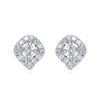 wholesale 925 Sterling Silver Elegant Heart-shaped Zircon Stud Earrings With Symmetrical Halo Setting-style