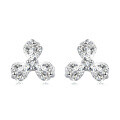 wholesale 925 Sterling Silver Elegant Floral Stud Earrings With Sparkling Gemstones On Velvet Background-0-4