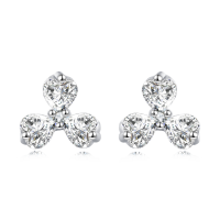 wholesale 925 Sterling Silver Elegant Floral Stud Earrings With Sparkling Gemstones On Velvet Background-undefined