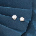 wholesale 925 Sterling Silver Elegant Pearl Stud Earrings In Silver Floral Setting-0-4