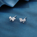 wholesale 925 Sterling Silver Elegant Zircon Bow Stud Earrings – Luxurious Sterling Silver Jewelry-0-1