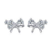 wholesale 925 Sterling Silver Elegant Zircon Bow Stud Earrings – Luxurious Sterling Silver Jewelry-undefined