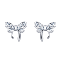 wholesale 925 Sterling Silver Elegant Zircon Butterfly Stud Earrings In Sterling Silver-undefined