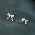 wholesale 925 Sterling Silver Sparkling Zircon Bow Stud Earrings-0-2