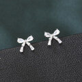 wholesale 925 Sterling Silver Sparkling Zircon Bow Stud Earrings-0-1