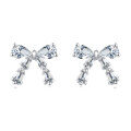 wholesale 925 Sterling Silver Sparkling Zircon Bow Stud Earrings-0-0