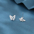 wholesale 925 Sterling Silver Elegant Zircon Butterfly Stud Earrings On Blue Velvet Background-0-1