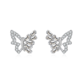 wholesale 925 Sterling Silver Elegant Zircon Butterfly Stud Earrings On Blue Velvet Background-0-0