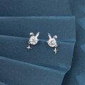 wholesale 925 Sterling Silver Silver Bunny Earrings With Crystal Center And Star Charm-0-1