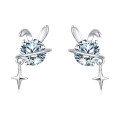 wholesale 925 Sterling Silver Silver Bunny Earrings With Crystal Center And Star Charm-0-0