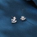 wholesale 925 Sterling Silver Rocking Horse Zircon Stud Earrings In Sterling Silver-0-4