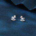 wholesale 925 Sterling Silver Rocking Horse Zircon Stud Earrings In Sterling Silver-0-1