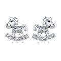 wholesale 925 Sterling Silver Rocking Horse Zircon Stud Earrings In Sterling Silver-0-0