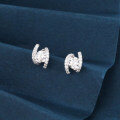 wholesale 925 Sterling Silver Elegant Silver Horseshoe Stud Earrings With Sparkling Zircon Accents-0-1