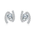 wholesale 925 Sterling Silver Elegant Silver Horseshoe Stud Earrings With Sparkling Zircon Accents-0-4